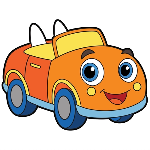 Car Theme Orange Convertible Car Transparent Sticker
